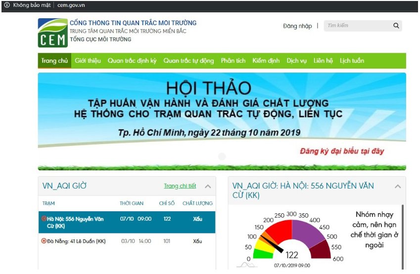 Website đo chất lượng không khí